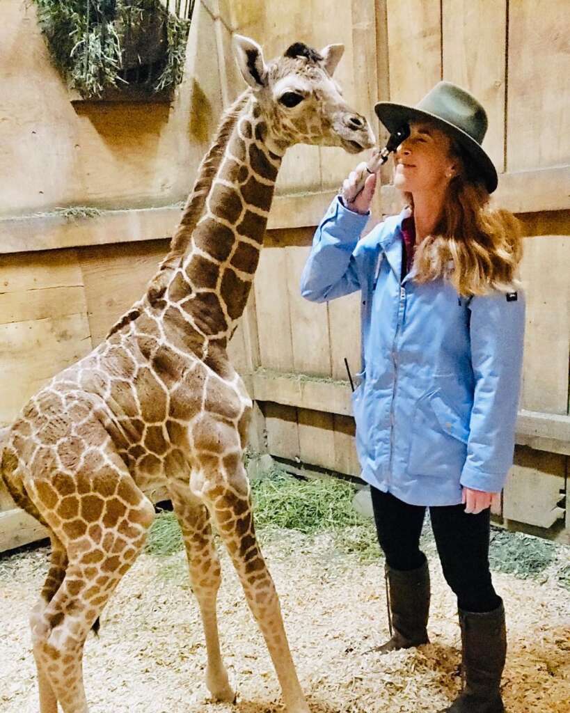 Vet Emily with Grace the Giraffe